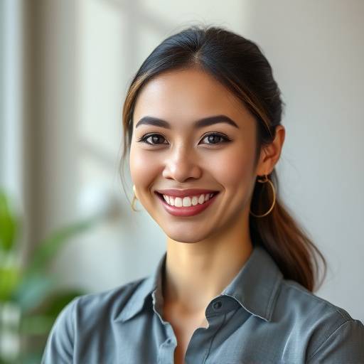 Anna Müller, Marketing Managerin, lächelt freundlich in die Kamera
