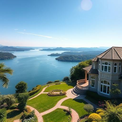 Elegante Villa am See mit großem Garten und Panoramablick