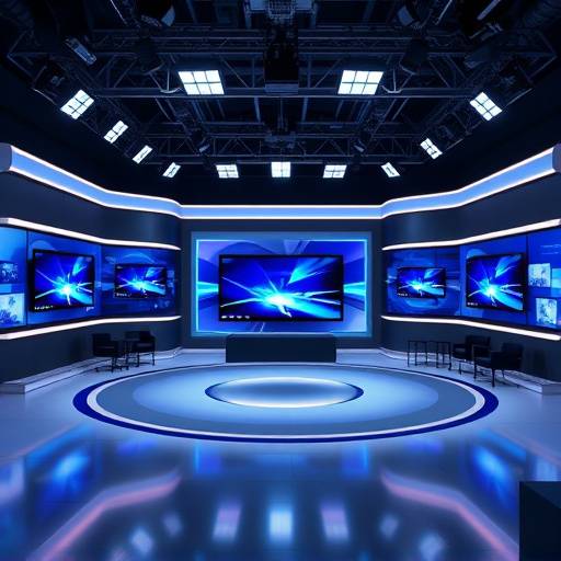 Modernes Fernsehstudio mit professioneller Beleuchtung